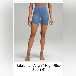 lululemon Oasis Blue Align High-Rise 6” Shorts